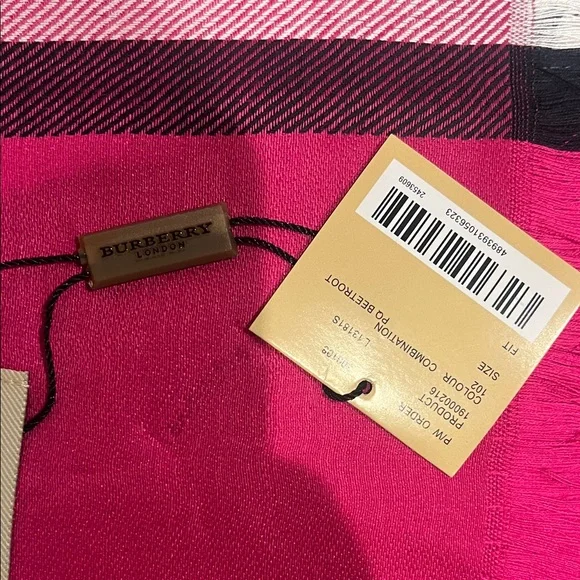 Burberry Fuchsia and Black Plaid Scarf - Picture 4 of 8